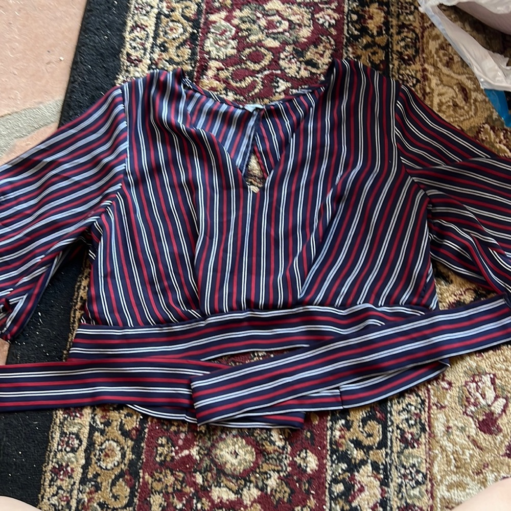 flowey open backed striped cross tie top